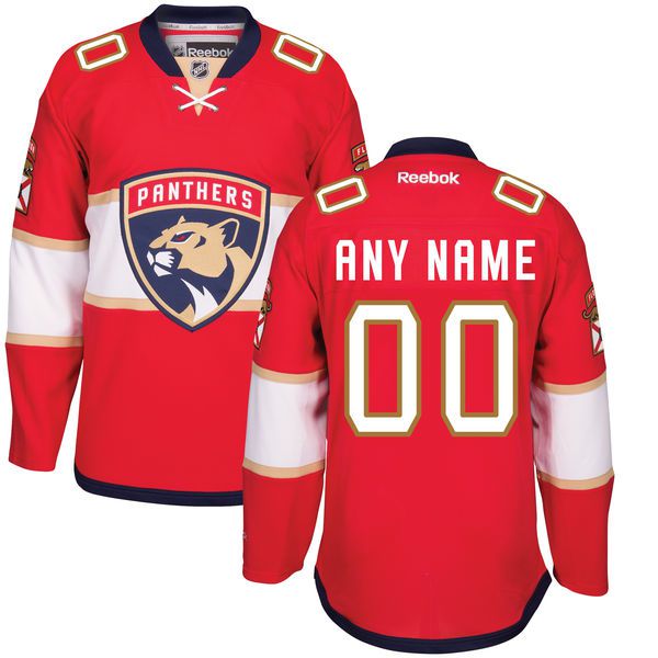 Men Florida Panthers Reebok Red Home Premier Custom NHL Jersey->->Custom Jersey